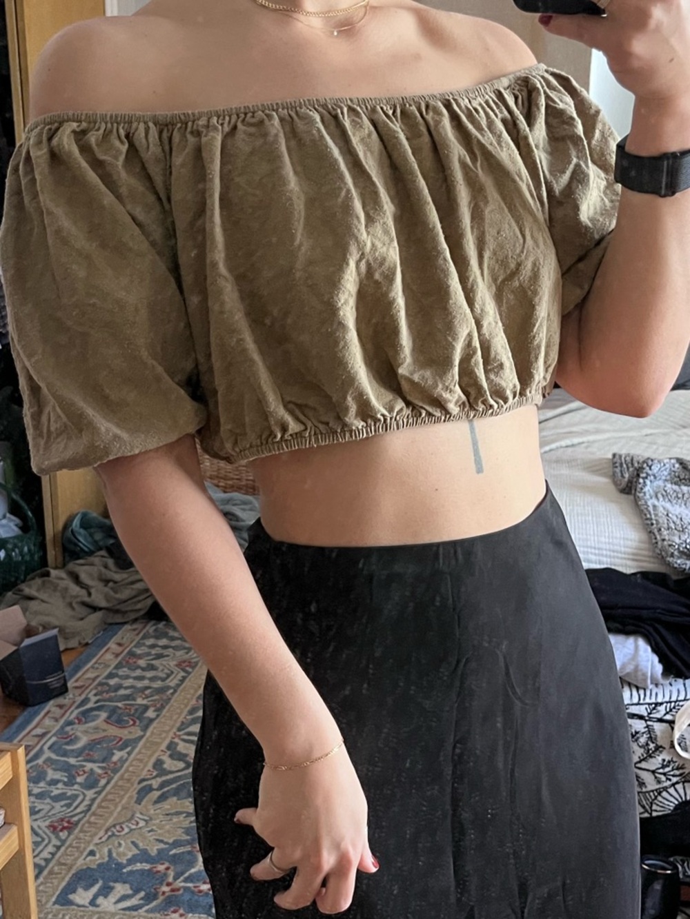 Ozma Georgia top in Regan silk noil, Laurel size small